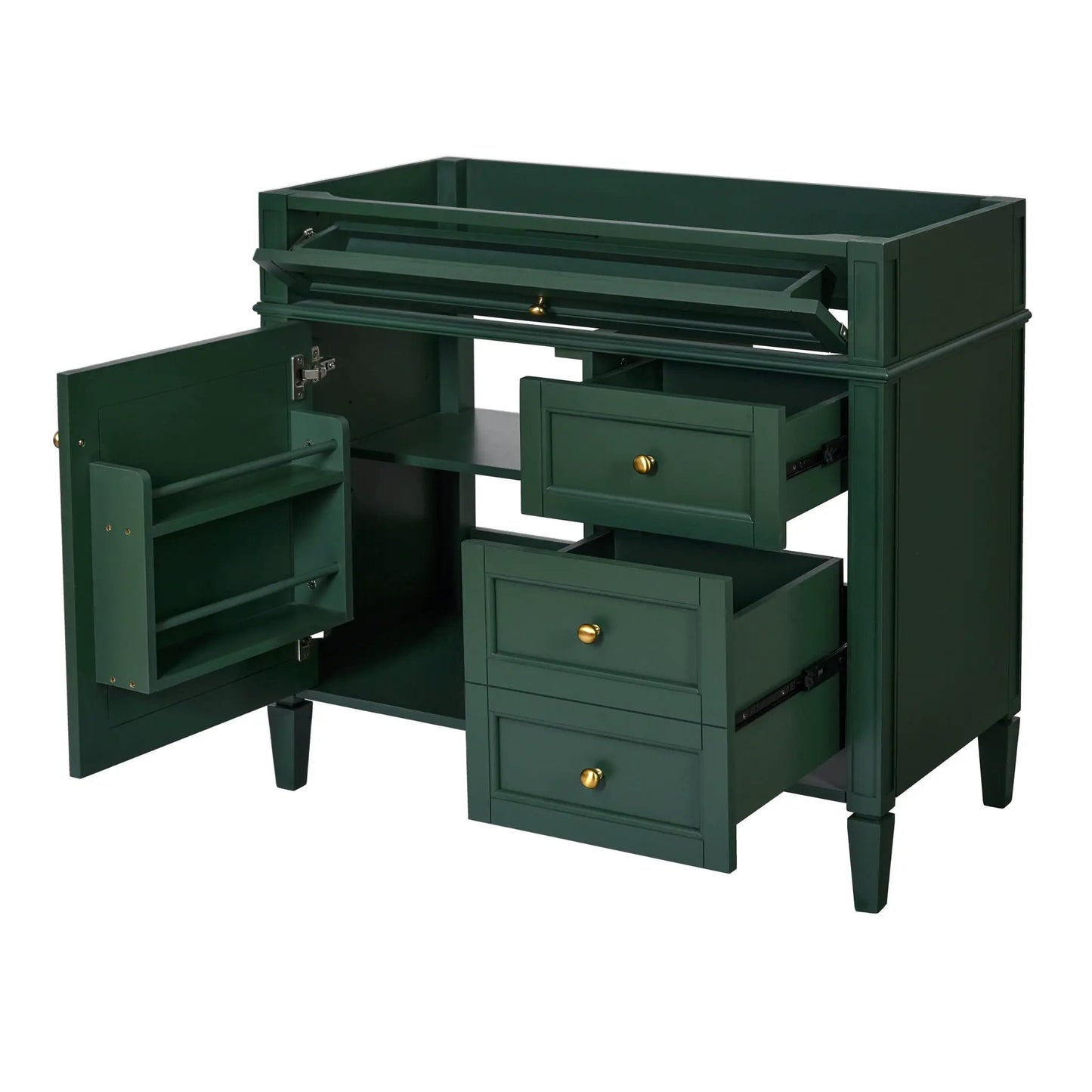 Bathroom vanity with 2 drawers and tip-out drawer in green by Unique Piece Furniture on Tampa Home & Garden Store