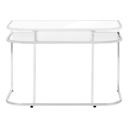 Computer desk in white with chrome frame and built-in storage drawer on Tampa Home & Garden Store