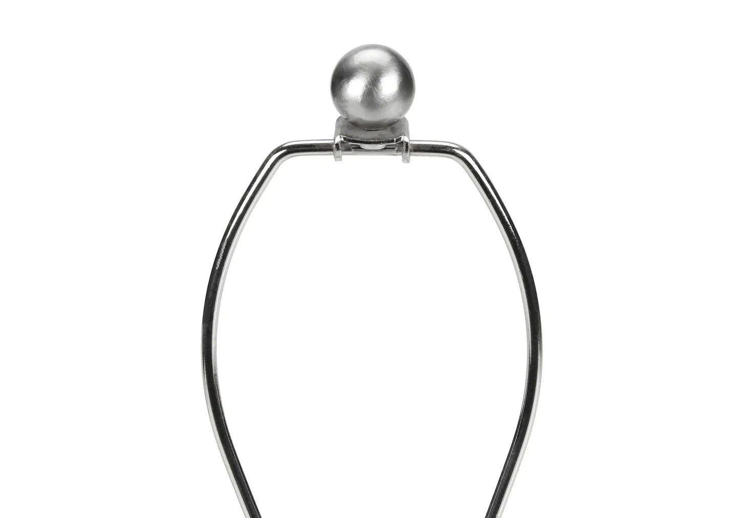 Table lamp top with chrome arched metal frame and silver ball finial close-up on Tampa Home & Garden Store
