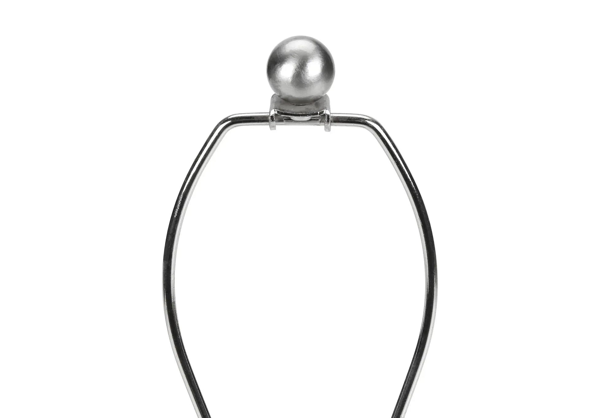Table lamp top with chrome arched metal frame and silver ball finial close-up on Tampa Home & Garden Store