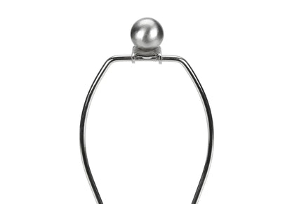 Table lamp top with chrome arched metal frame and silver ball finial close-up on Tampa Home & Garden Store