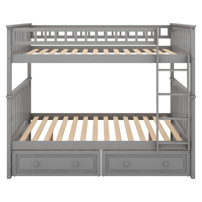 Bunk bed with drawers gray HouseOfZazla, convertible design with two under-bed drawers on Tampa Home & Garden Store