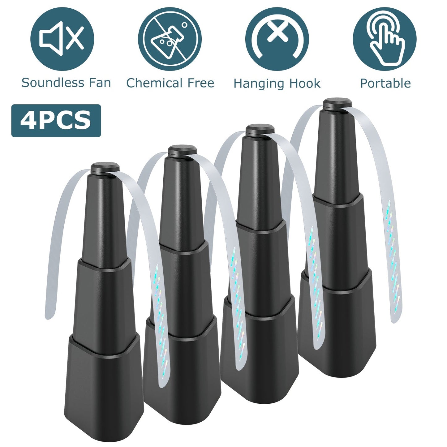 GemGear 4Pcs Fly Repellent Fans, black battery tabletop bug deterrents with hanging hooks on Tampa Home & Garden Store