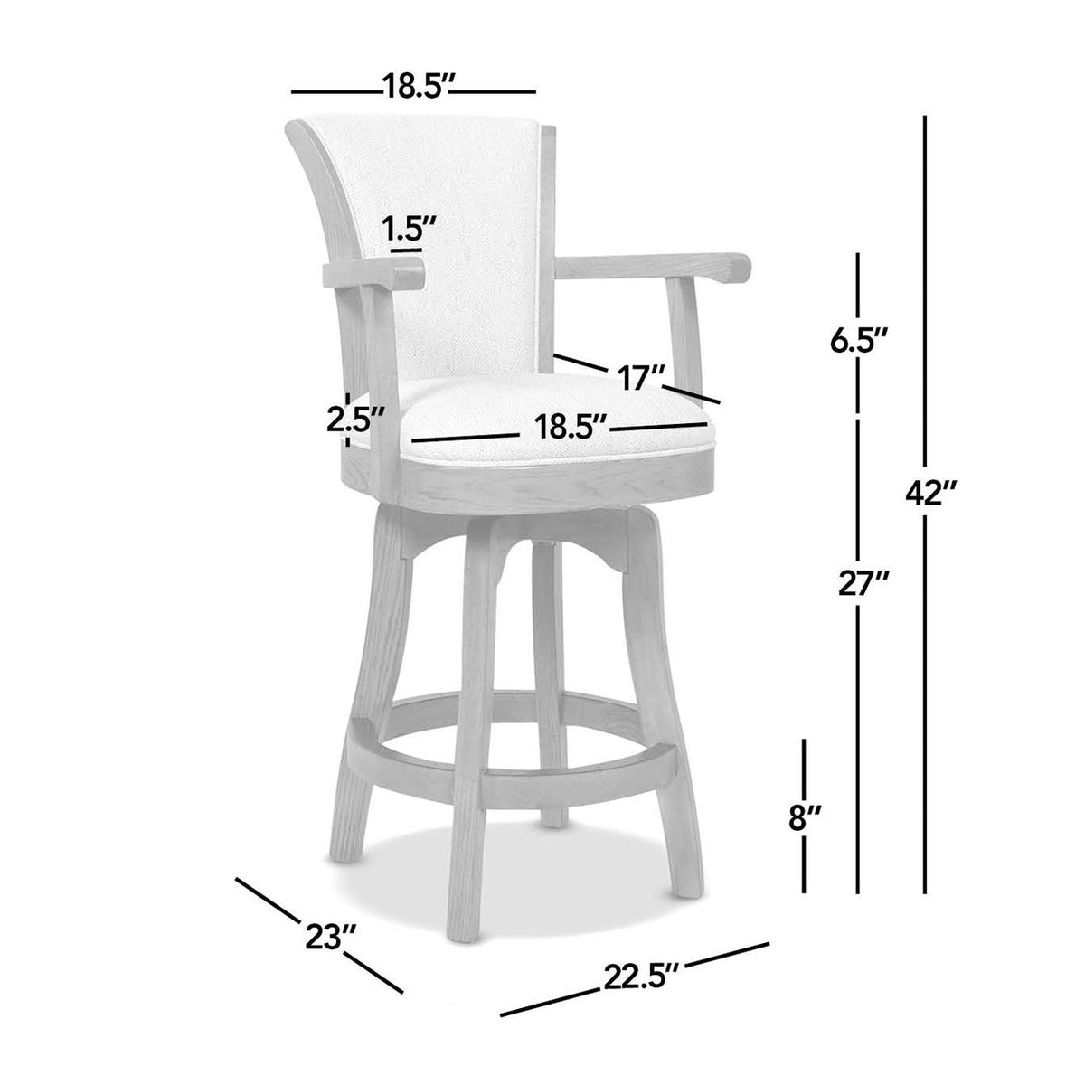 Swivel counter-height bar stool with high back and hardwood in white finish by HouseOfZazla on Tampa Home & Garden Store