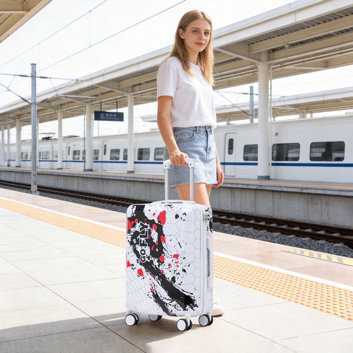 20 Inch PC Spinner Wheel Luggage with Combination Lock hard case pastel white, HouseOfZazla on Tampa Home & Garden Store
