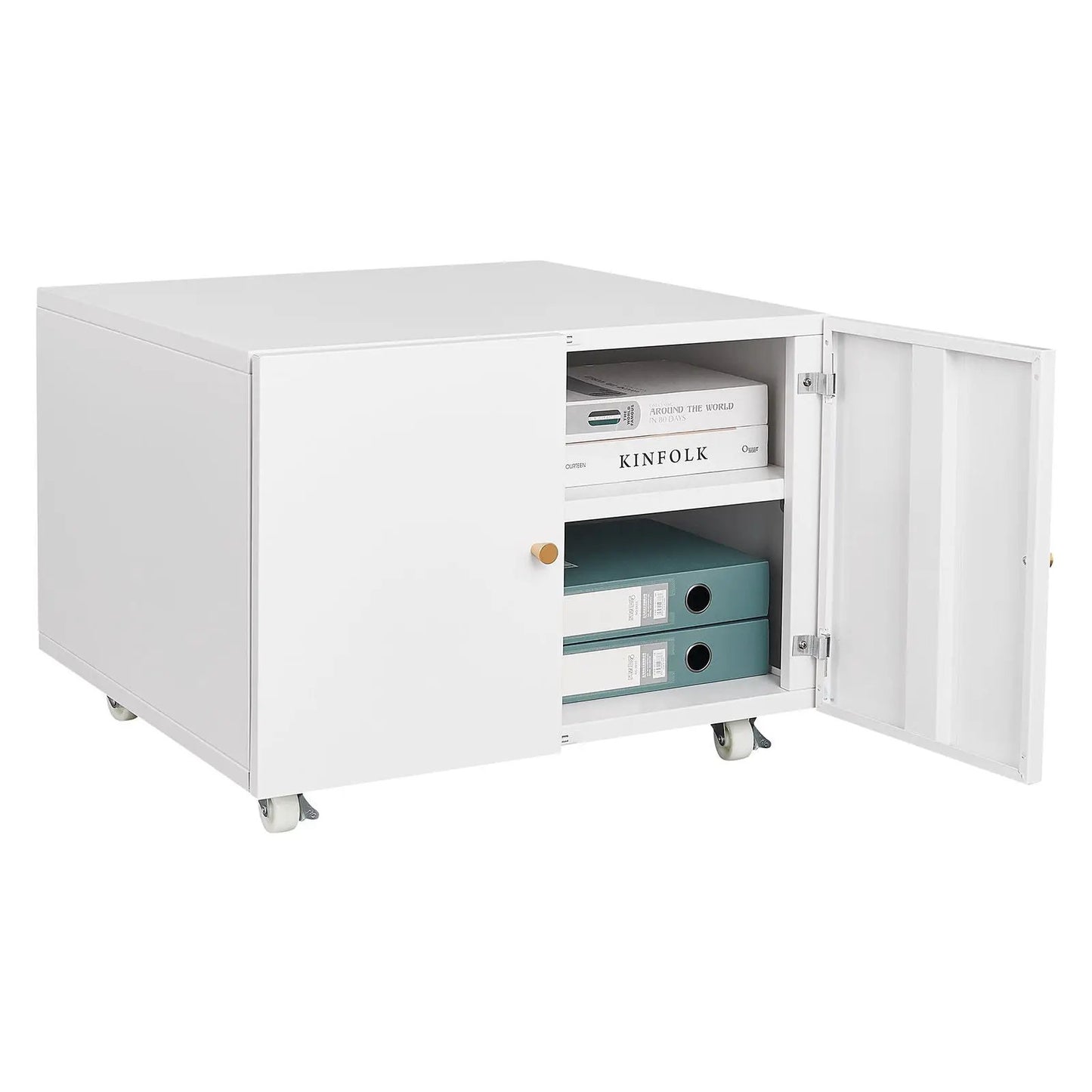 Copier cabinet, white steel, 2-door with caster wheels, portable printer stand on Tampa Home & Garden Store