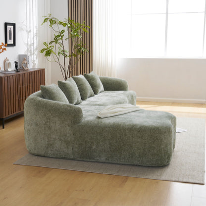Modular L-Shape Sectional Sofa With Curved Chaise, moss-green fabric, HouseOfZazla on Tampa Home & Garden Store