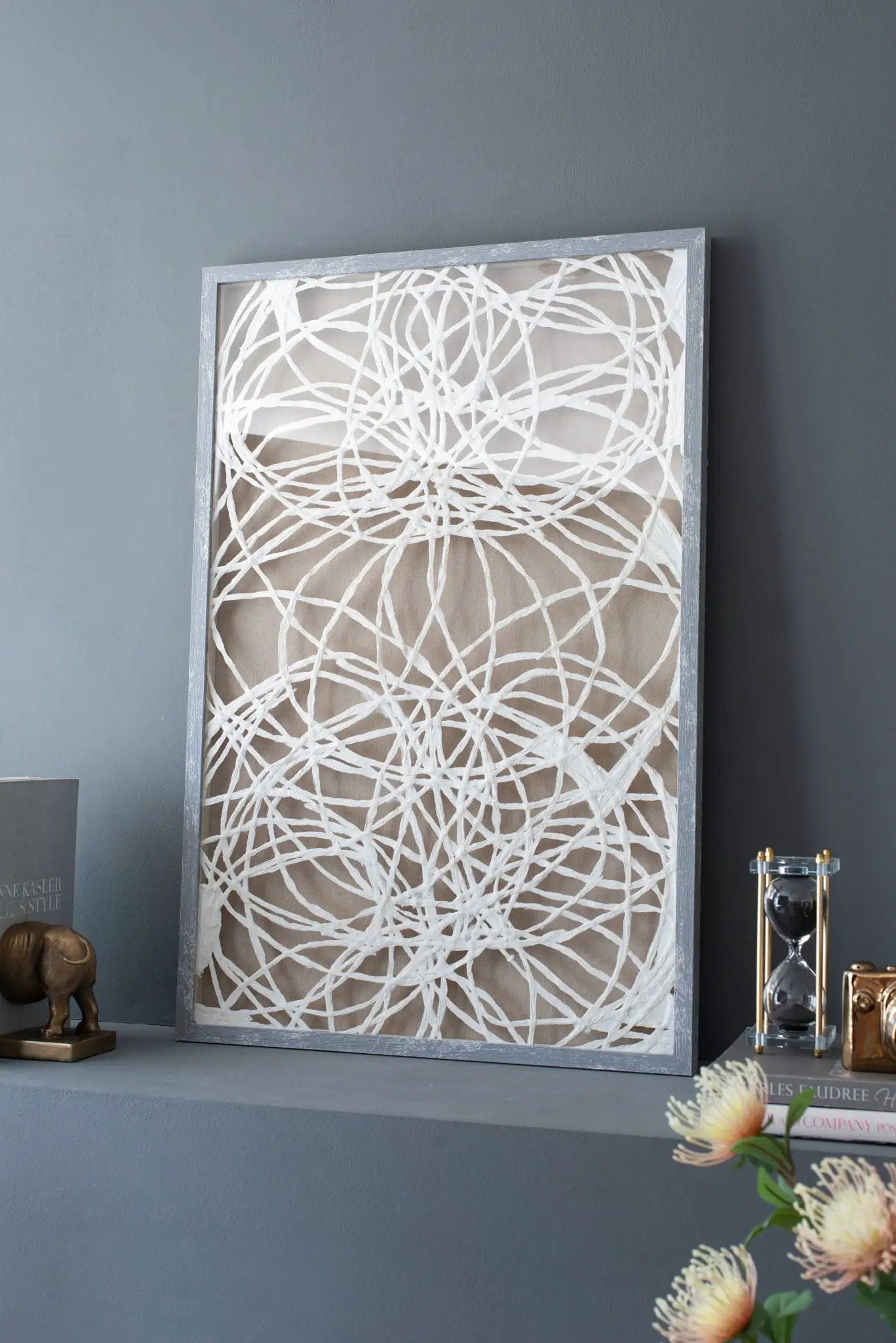 Leaf Shadow Box Wall Decor set 2 white gray distressed frame Unique Piece Furniture on Tampa Home & Garden Store