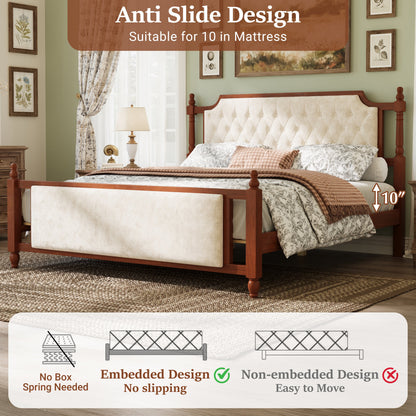 King upholstered platform bed with button tufted headboard and wood frame HouseOfZazla on Tampa Home & Garden Store