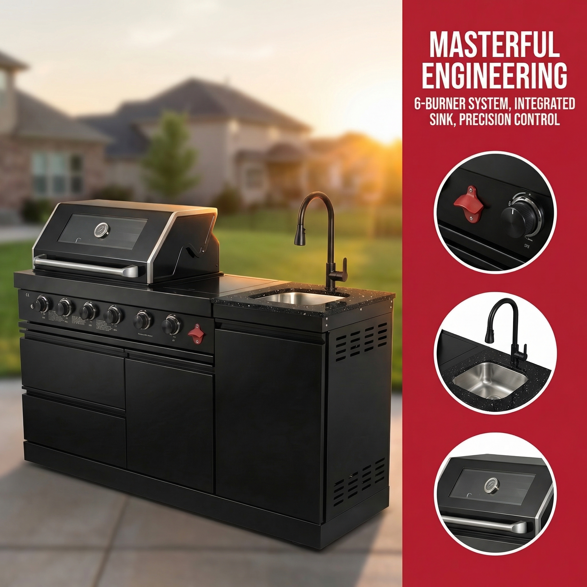 65.4-Inch Stainless Steel Propane Gas Outdoor Kitchen Grill by HouseOfZazla on Tampa Home & Garden Store
