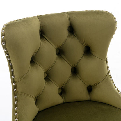 Swivel height barstools set of 2 olive green tufted upholstery with metal studs on Tampa Home & Garden Store