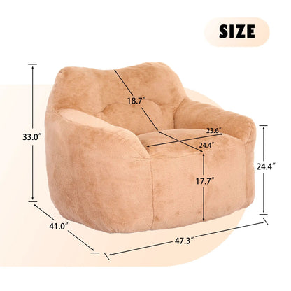 Beanbag sofa chair with armrests in tan plush foam-filled fabric by Unique Piece Furniture on Tampa Home & Garden Store