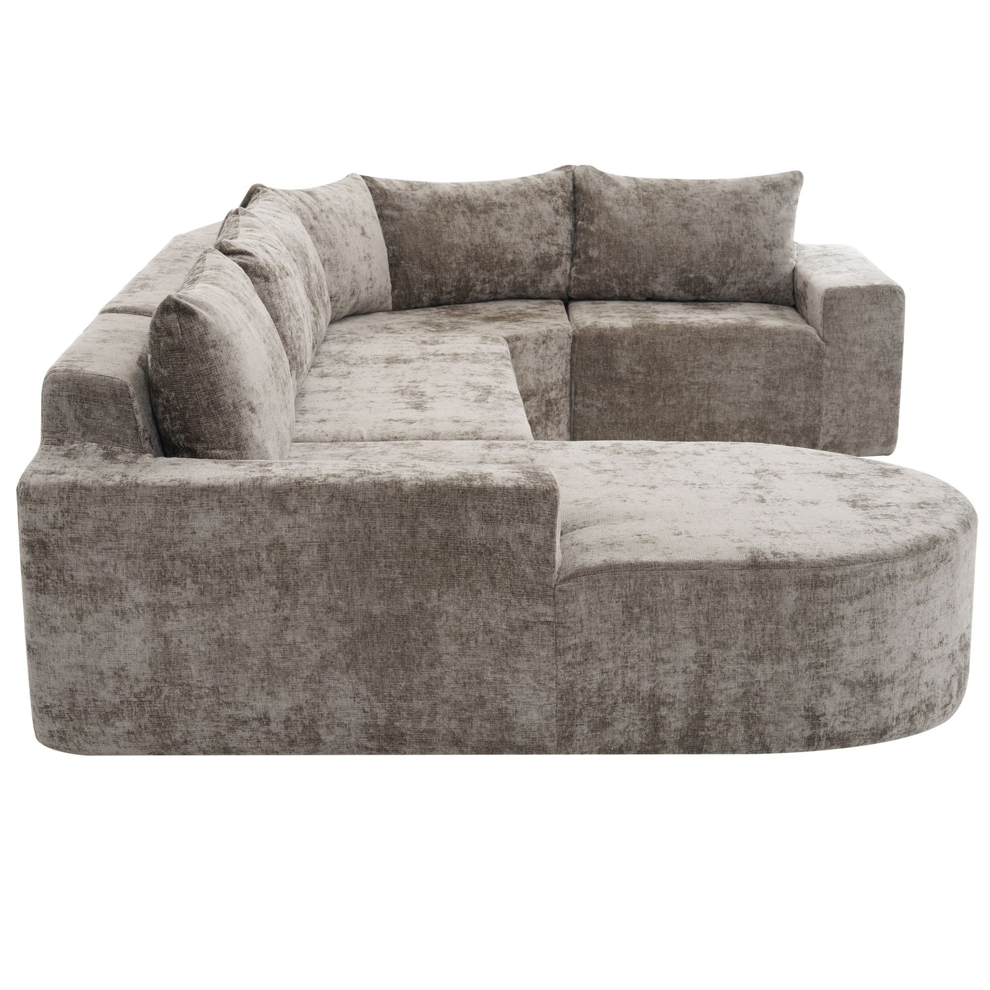 Modular Cloud Sectional Sofa Set by HouseOfZazla U-shaped deep-seat cushions in gray-beige velvet on Tampa Home & Garden Store