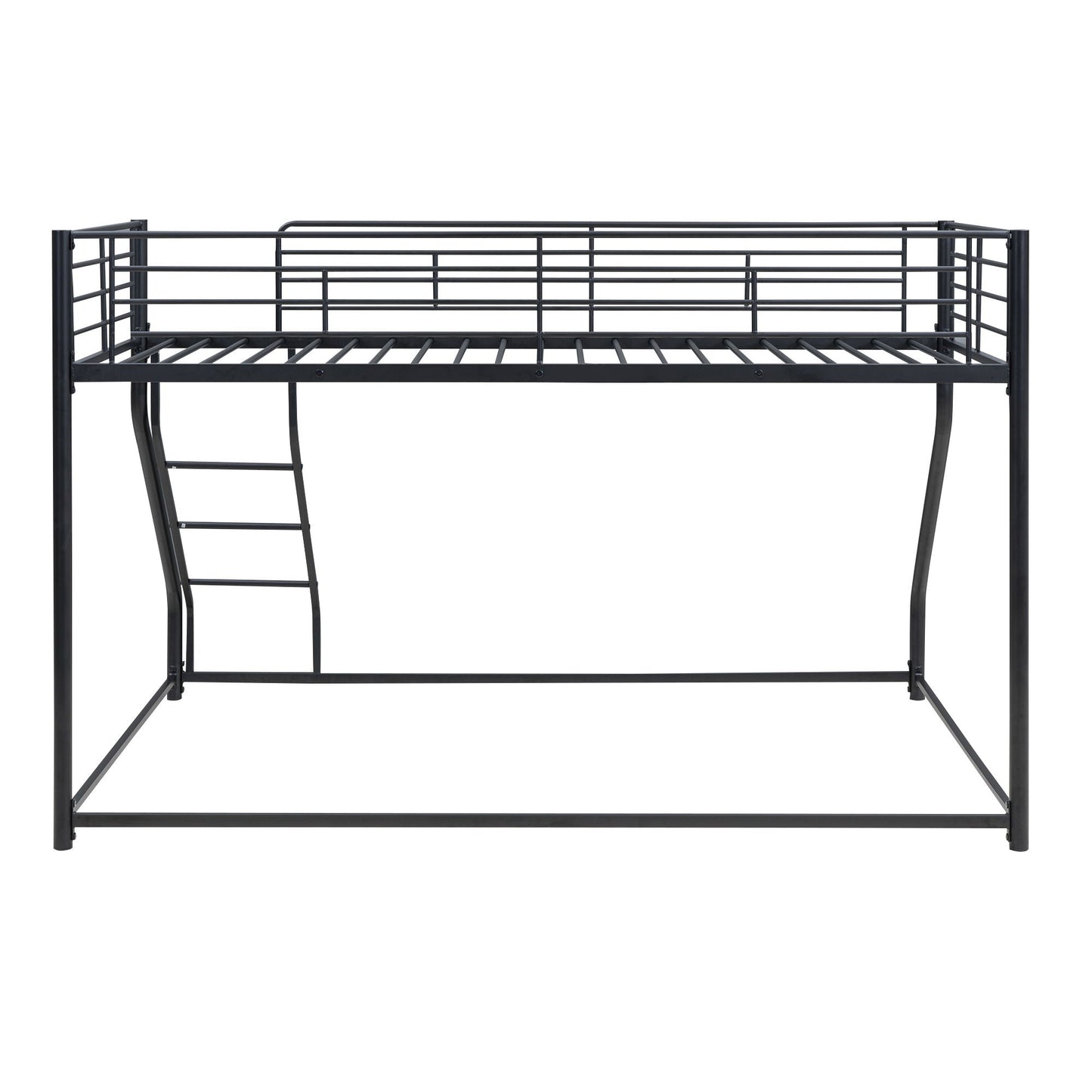 Metal floor bunk bed with sloped ladder, space-saving design in black by HouseOfZazla on Tampa Home & Garden Store