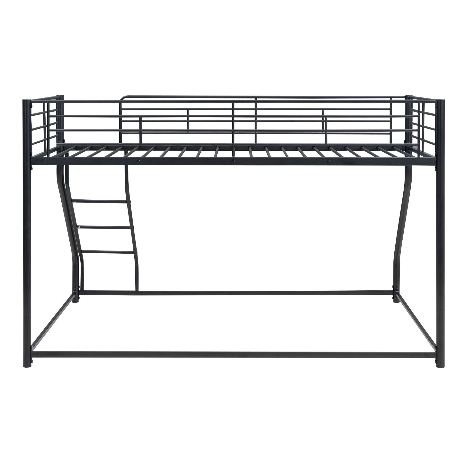 Metal floor bunk bed with sloped ladder, space-saving design in black by HouseOfZazla on Tampa Home & Garden Store