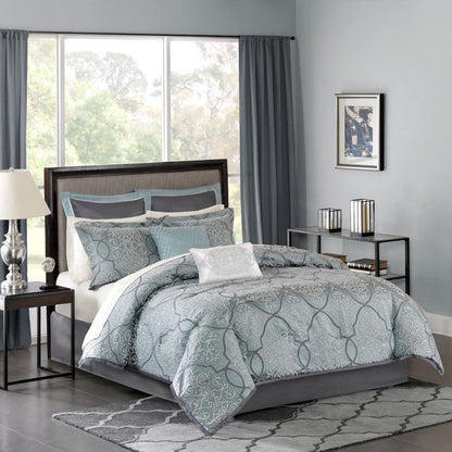 Blue King 12 Piece Comforter and Cotton Sheets