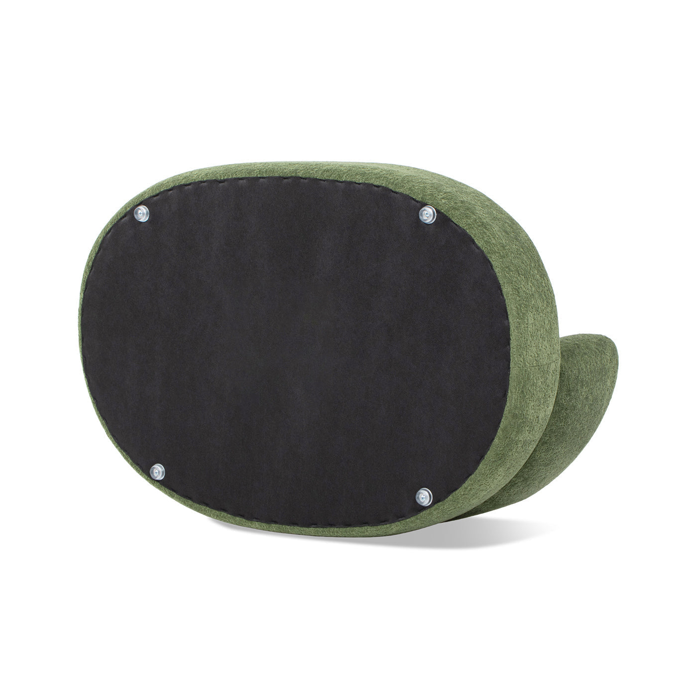 Shep 36' curved dog sofa bed in moss green fleeced teddy with black bottom and bolts on Tampa Home & Garden Store