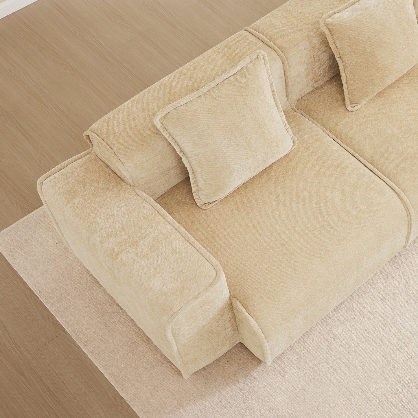 Streamlined Design Modular 3 Seat L-Shape Sectional Sofa in beige fabric by HouseOfZazla on Tampa Home & Garden Store