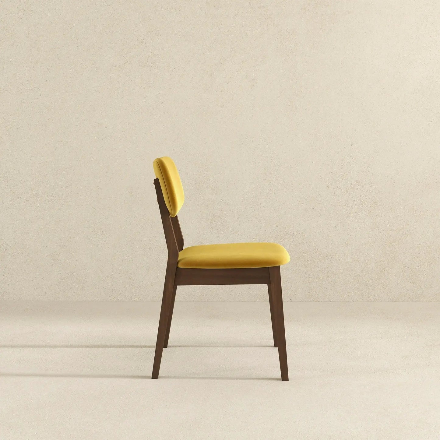 Carlos solid back side chair set of 2 with yellow seat and wood legs on Tampa Home & Garden Store