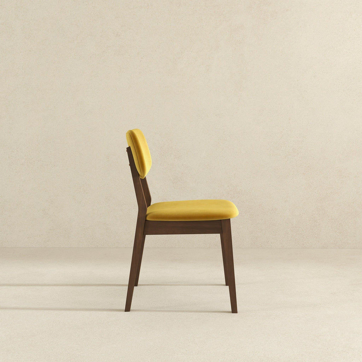 Solid Back Side Chair Set HouseOfZazla with yellow cushion seat and back, brown wood legs on Tampa Home & Garden Store