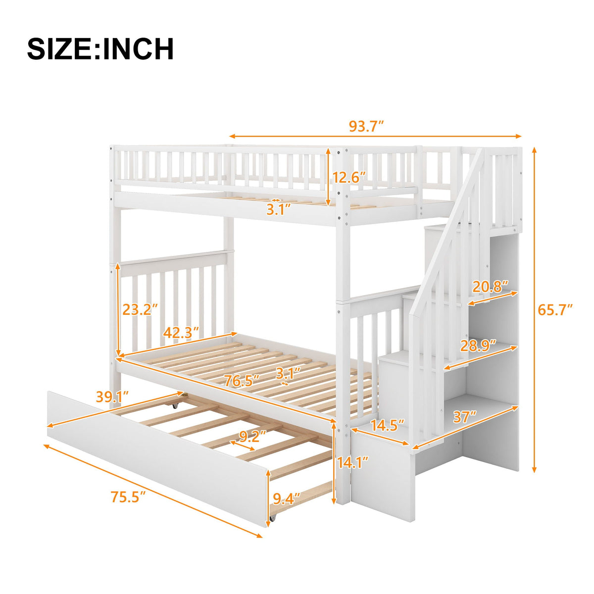 Bunk Bed With Staircase white wood bunk bed by HouseOfZazla on Tampa Home & Garden Store