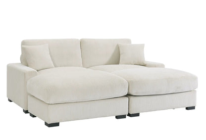 4 Seater Oversized Sectional Sofa with 2 Ottomans and 2 Pillows in cream ribbed fabric on Tampa Home & Garden Store