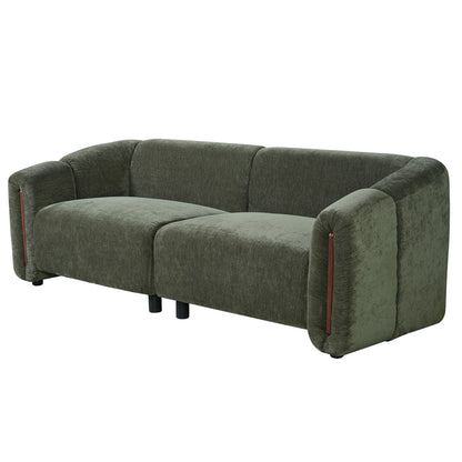 87.4" Modern Minimalist Curved Block Sofa olive green textured fabric HouseOfZazla on Tampa Home & Garden Store