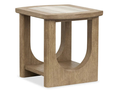 Bradford Rectangular End Table in oak finish with curved supports, Unique Piece Furniture on Tampa Home & Garden Store