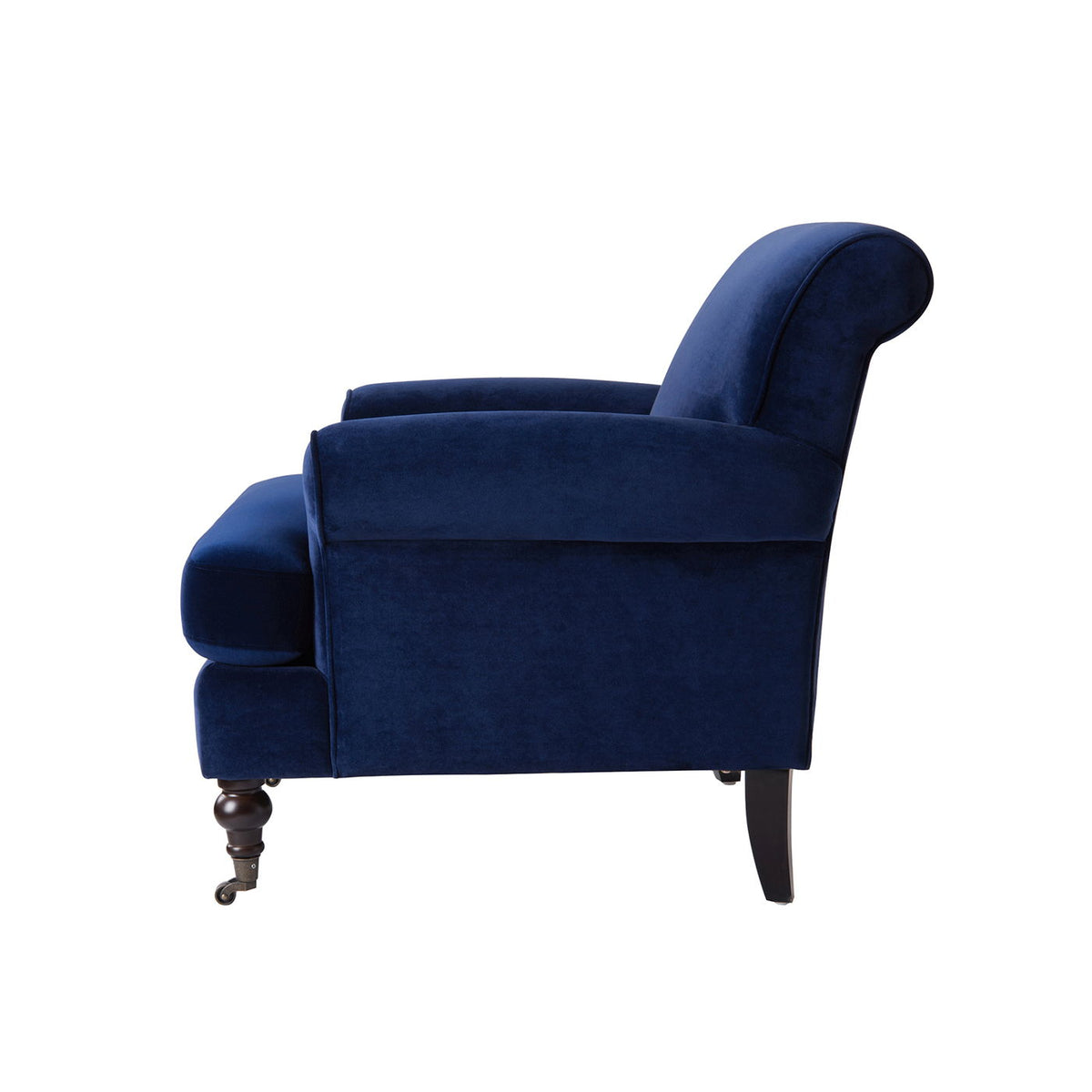 Accent Arm Chair with Casters in blue velvet upholstery hardwood frame by HouseOfZazla on Tampa Home & Garden Store