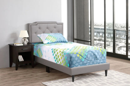 Button tufted upholstered bed in light gray by Unique Piece with tufted headboard on Tampa Home & Garden Store