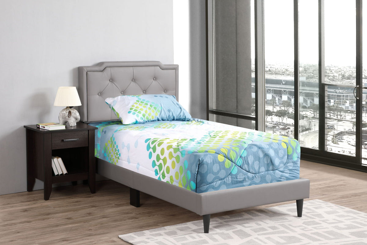 Button Tufted Bed HouseOfZazla gray fabric tufted headboard with colorful bedding on Tampa Home & Garden Store
