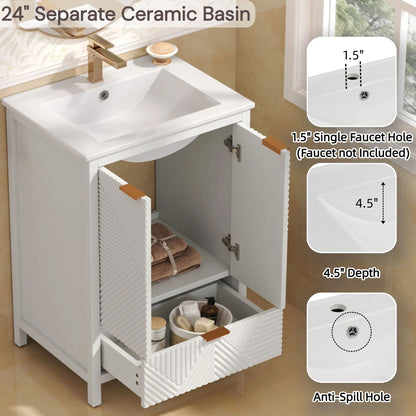Modern bathroom vanity with sink, white finish, compact storage HouseOfZazla on Tampa Home & Garden Store