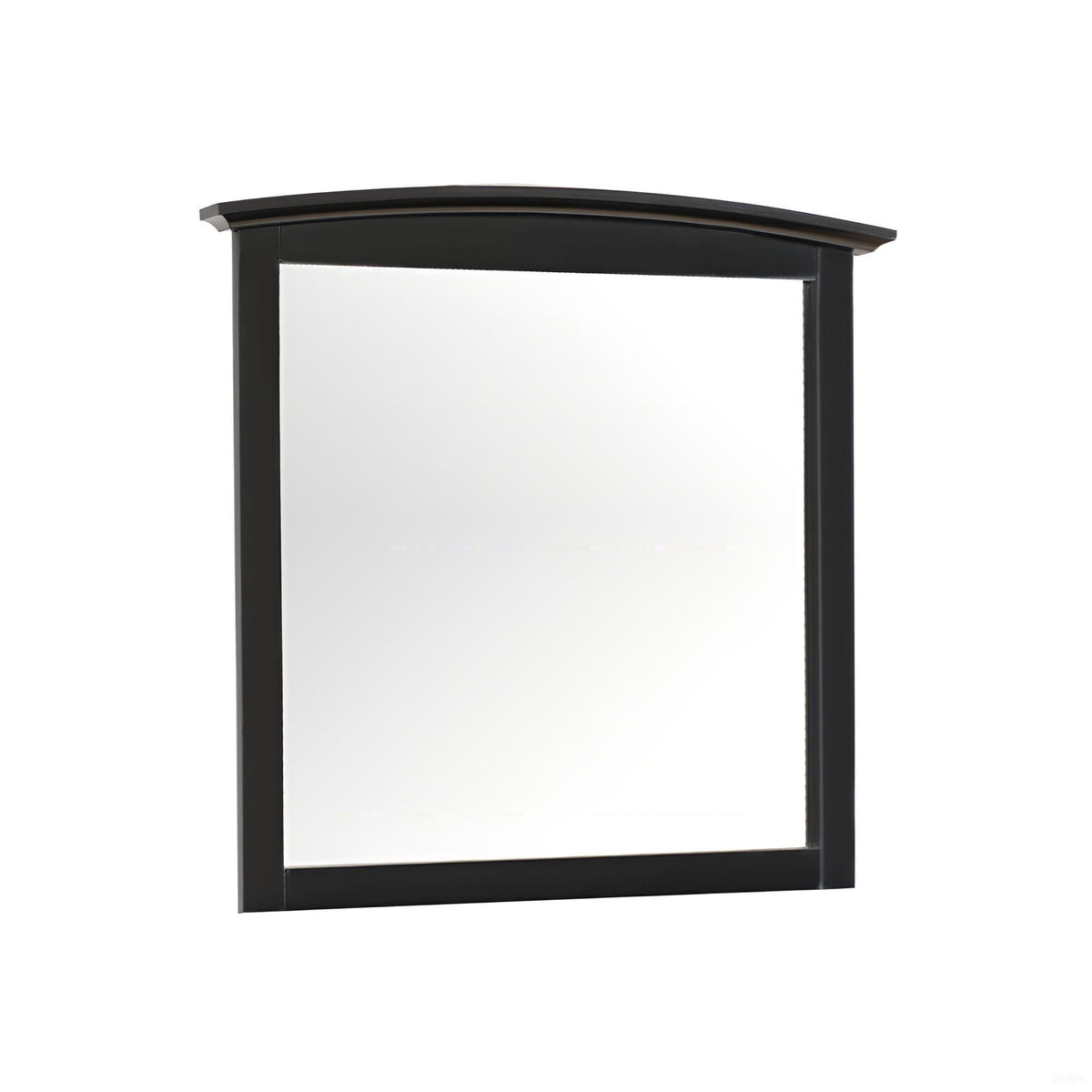 Elegant modern farmhouse wall mirror with curved top black frame and low distortion glass on Tampa Home & Garden Store