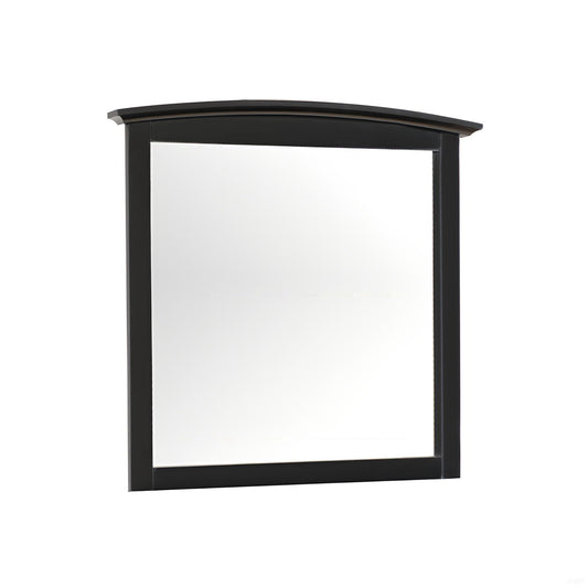 Elegant modern farmhouse wall mirror with curved top black frame and low distortion glass on Tampa Home & Garden Store