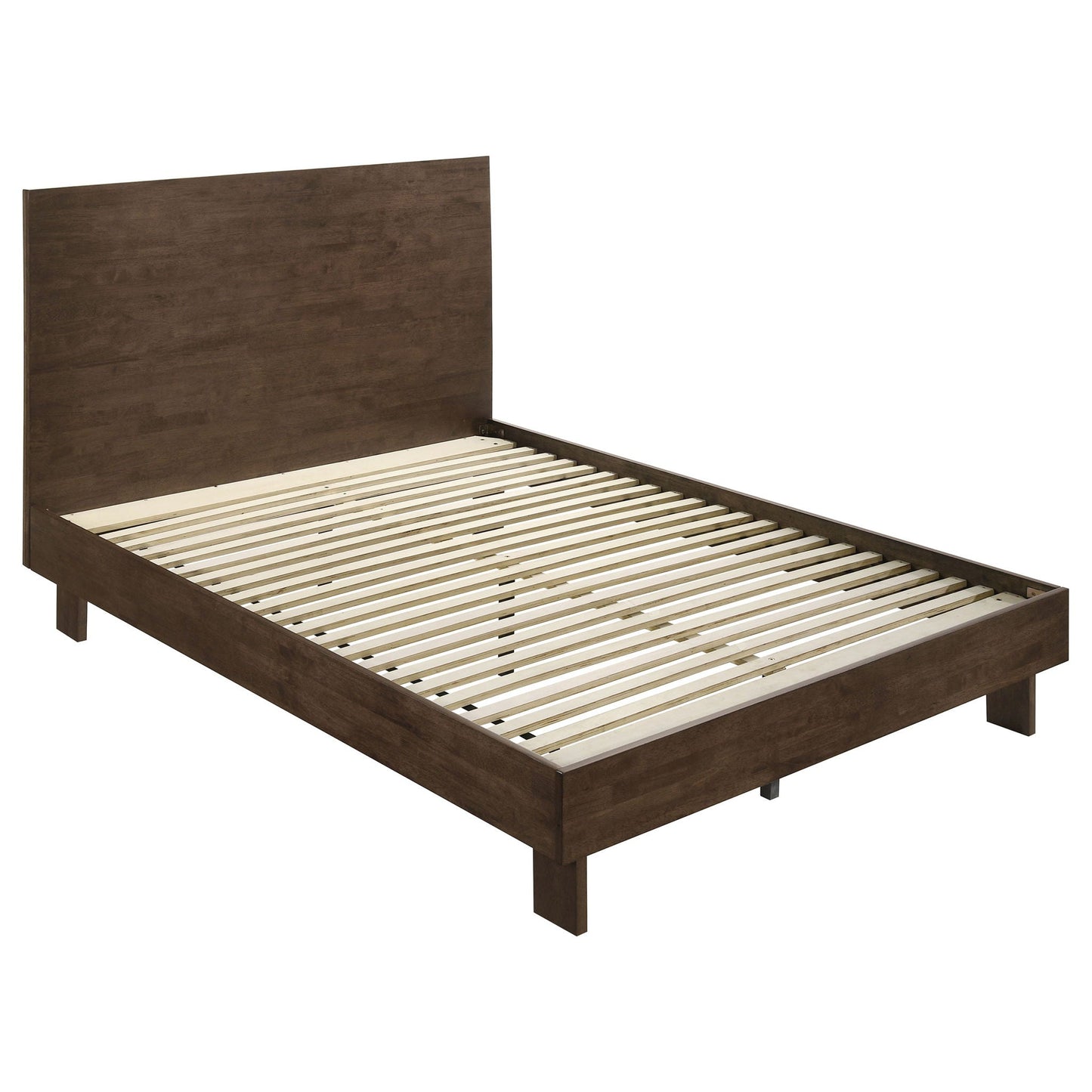 Hemlock platform bed with tall headboard in dark wood slatted foundation on Tampa Home & Garden Store