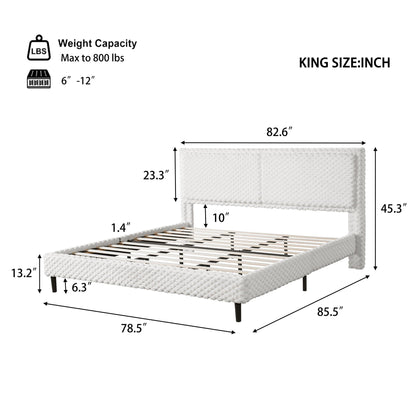 Soft upholstered backrest for a king-size bed in textured white fabric on Tampa Home & Garden Store