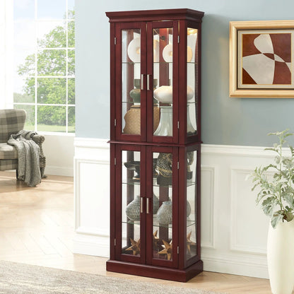 Lighted Curio Cabinet with Tempered Glass Shelves