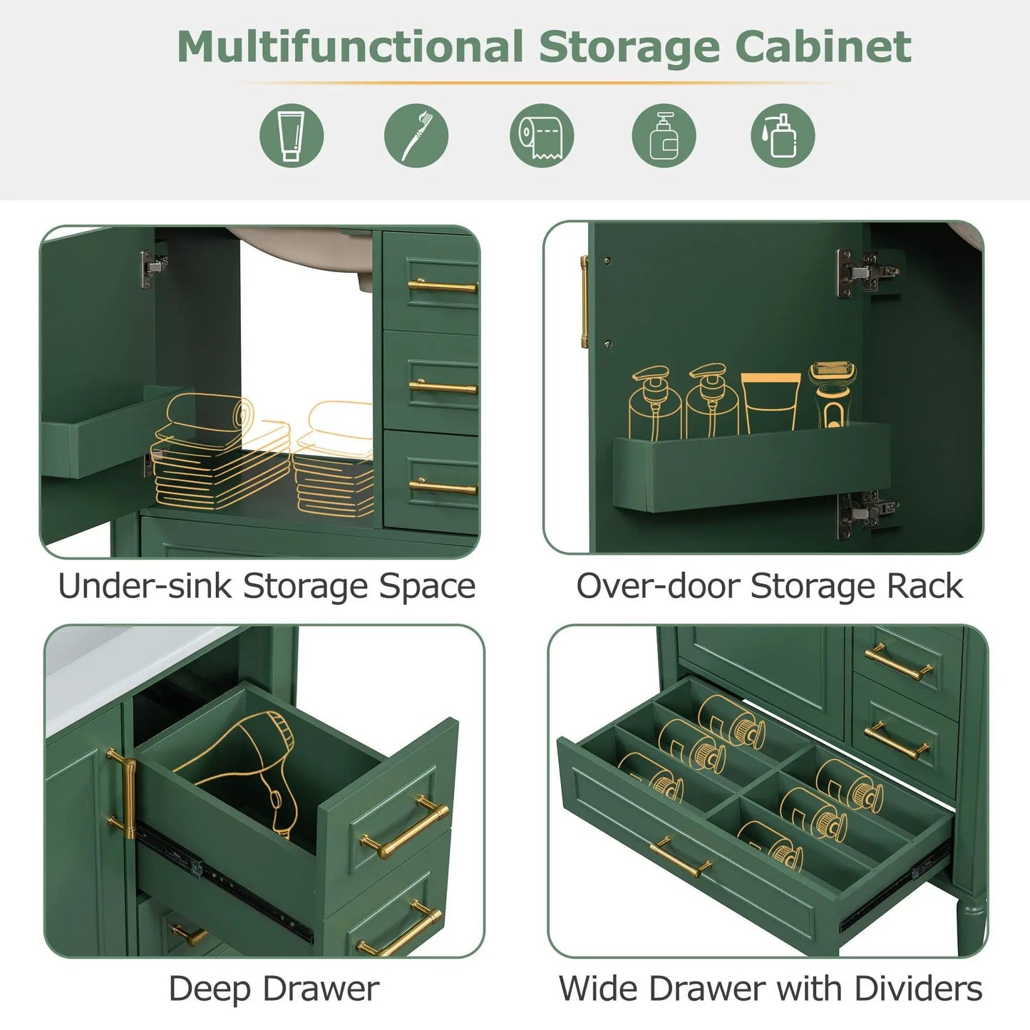 Traditional Bathroom Vanity With Soft Close Doors