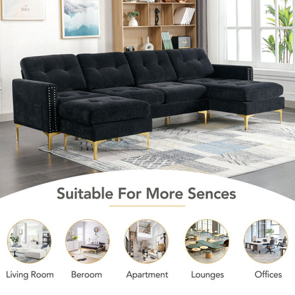 Modern Convertible Sectional Sofa and Ottoman