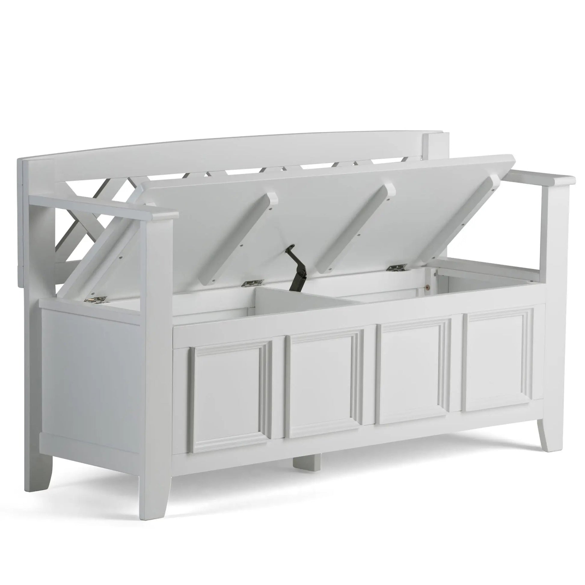 Amherst Handcrafted Entryway Storage Bench white with lift-top lid and interior storage on Tampa Home & Garden Store