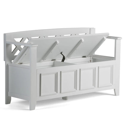Amherst Handcrafted Entryway Storage Bench white with lift-top lid and interior storage on Tampa Home & Garden Store
