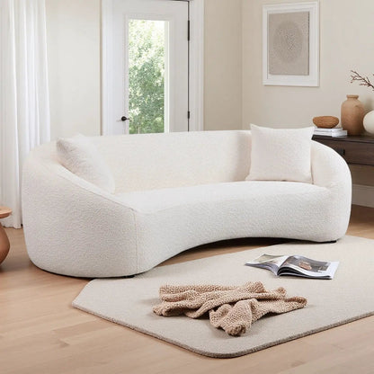 Curved 3 Seater Sofa white bouclé by Unique Piece Furniture, stationary sofa on Tampa Home & Garden Store
