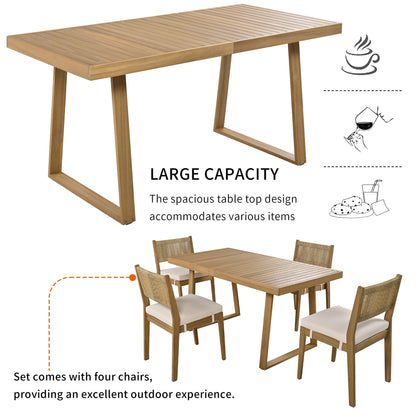U_Style multi-person outdoor dining table and four chairs in natural acacia wood by HouseOfZazla on Tampa Home & Garden Store