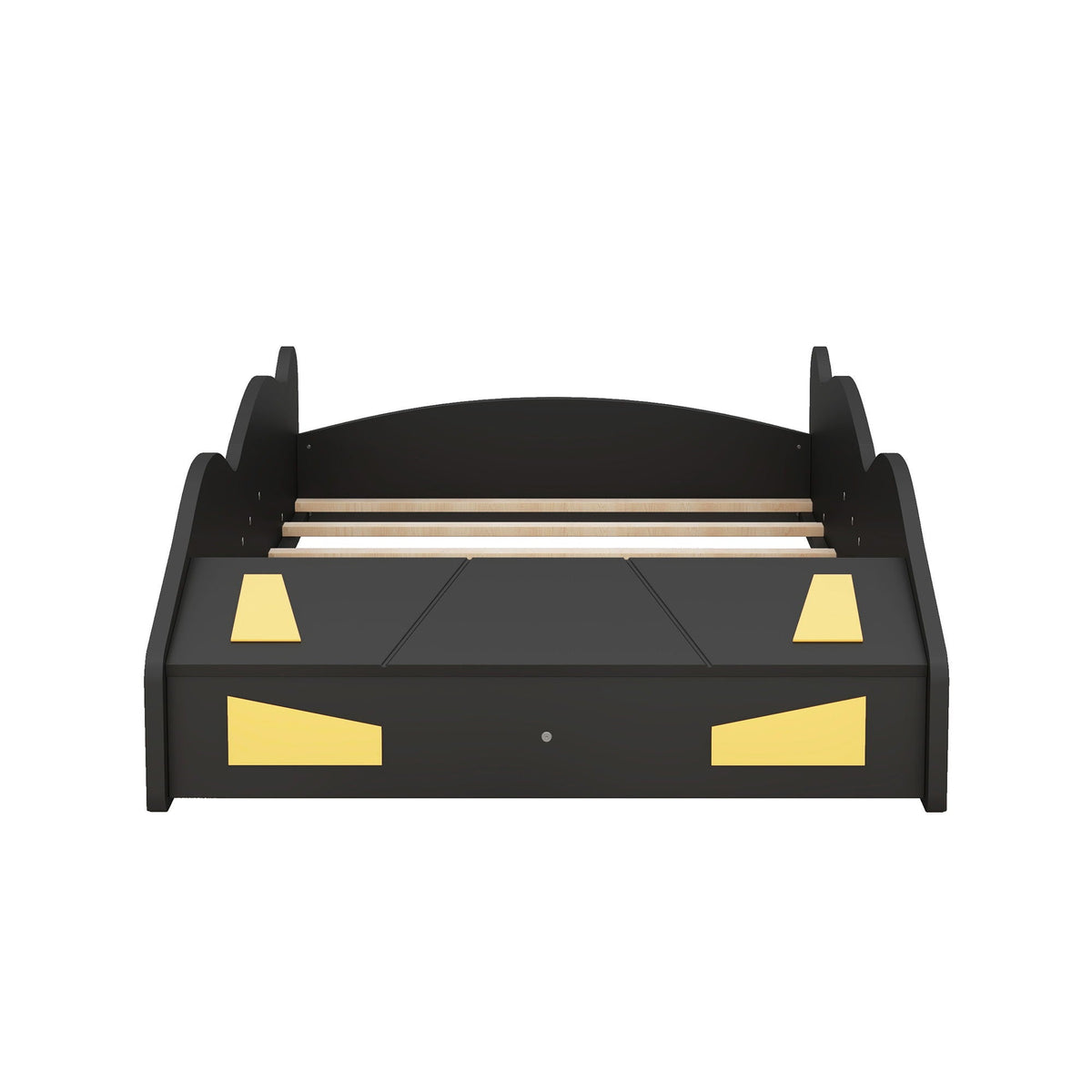 Race car shaped platform bed with wheels and storage, black slats by HouseOfZazla on Tampa Home & Garden Store