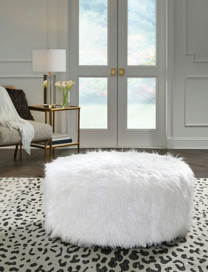 Galice Oversized Ottoman With Faux Fur Upholstery