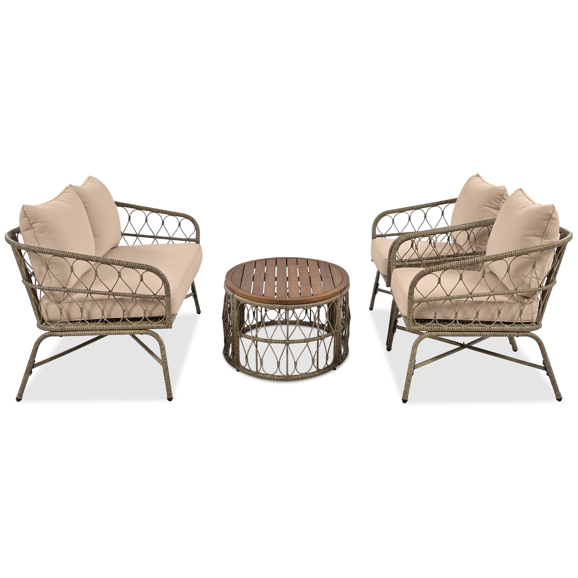 Bohemia-Inspired 4-Person Outdoor Seating Set with cushions wicker frame HouseOfZazla on Tampa Home & Garden Store