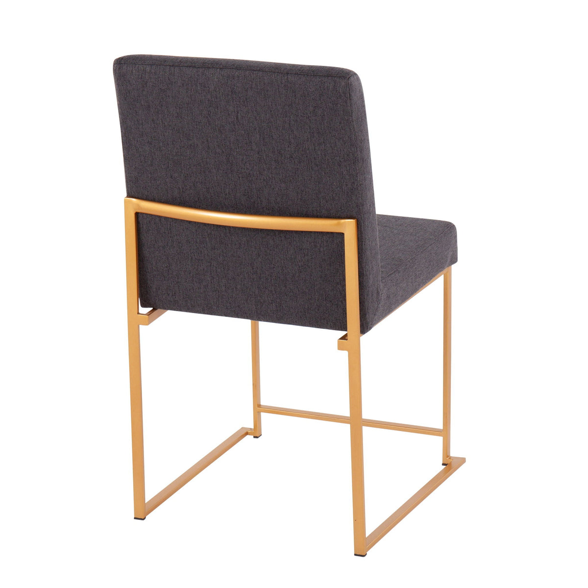 Contemporary high-back dining chair set (2) with dark gray upholstery and gold frames on Tampa Home & Garden Store