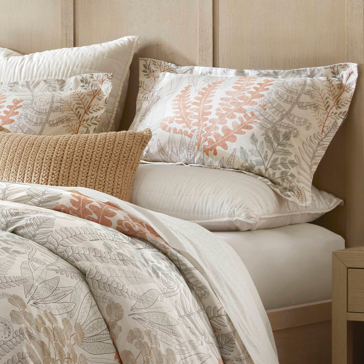 Cotton sateen duvet cover set for full/queen by HouseOfZazla with botanical leaf print on Tampa Home & Garden Store