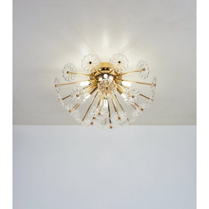 Gold flush mount ceiling light by HouseOfZazla with brass finish and crystal petal accents on Tampa Home & Garden Store
