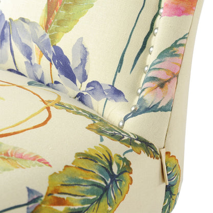 Armless floral upholstered accent chair by HouseOfZazla with silver nailhead trim on Tampa Home & Garden Store